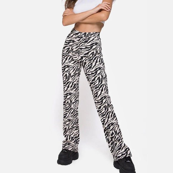 NWT Motel Rocks Zoven Trouser in 90's Zebra Black and White - Picture 1 of 4